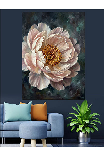 Artmeg Pânză decorativă cu floare de bujor albă - Tablou din lemn MDF