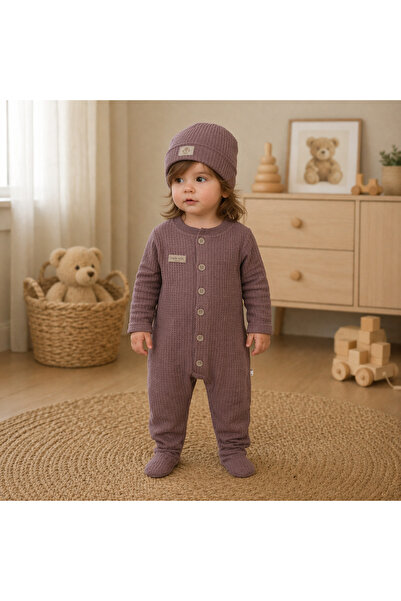 Bebelul Σκούρο καφέ σετ ολόσωμης φόρμας με καπέλο για αγοράκια Μουράτ