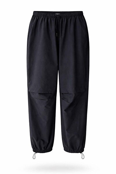 ELVAN TOLON Μαύρο παντελόνι αλεξίπτωτου με ελαστικά τελειώματα στα μπατζάκια