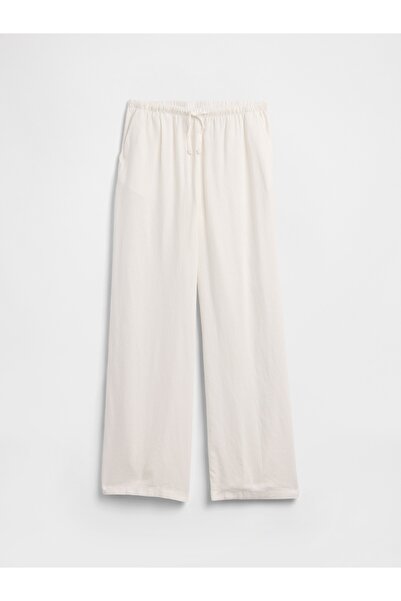 GAP Kız Çocuk Beyaz Relaxed Pull-On Wide-Leg Pantolon