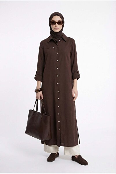 Armine TREND Buttoned from the neck, pocket detailed shirt collar long tunic,...
