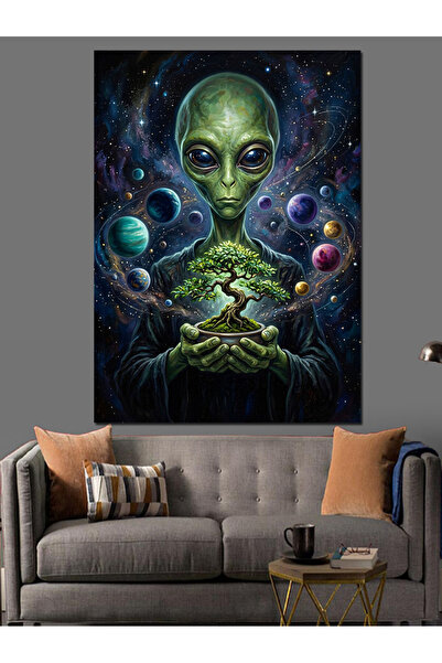 Artmeg Alien Meditating at the Center of the Universe Decorative Canvas - Mdf...