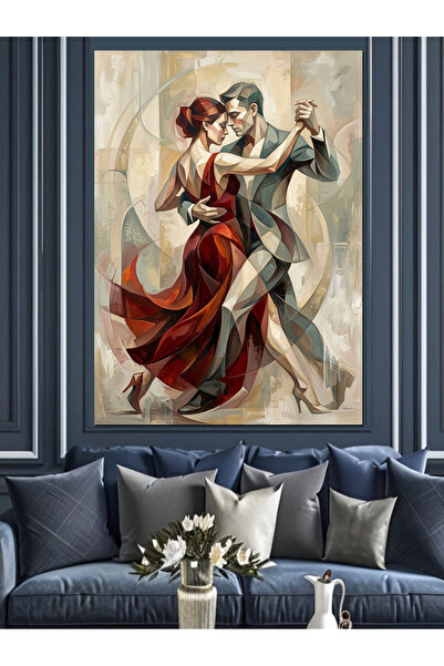 Artmeg Pereche Dansatoare in Rochie Rosie Canvas Decorativ - Tabla din Lemn MDF