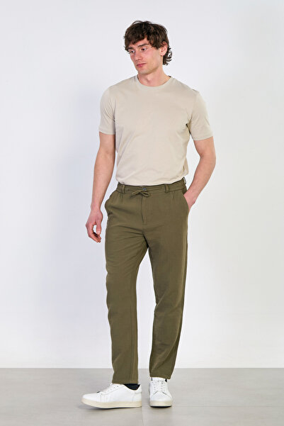 BARRELS AND OIL Ανδρικό παντελόνι Jogger από μουσελίνα - Χακί