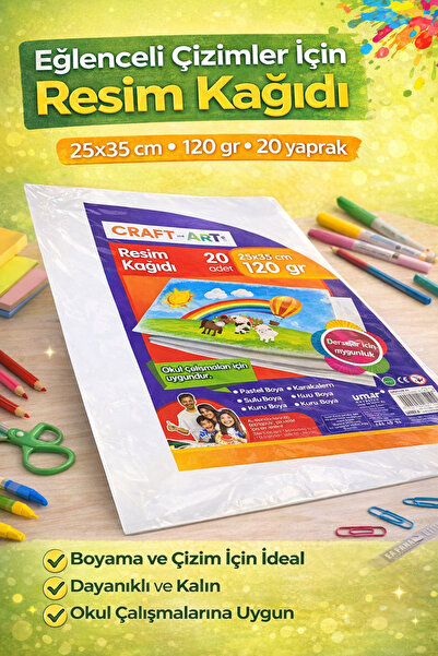 andelart Resim Kağıdı 25x35 cm 120 gr 20 Yaprak – Kalın Çizim ve Boyama Kağıd...