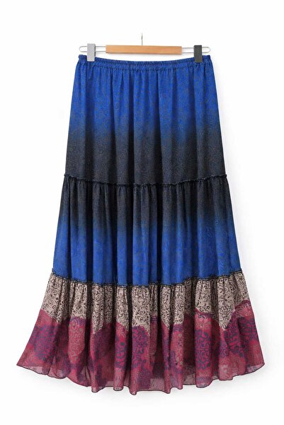 Nihomall20 Γυναικεία μακριά φούστα από σιφόν ''JULİDE'' με 3 στρώσεις, ελαστι...