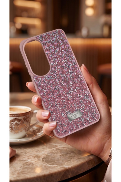 TechTrove Oppo A60 İçin Uyumlu Işıltılı Full Taşlı Kamera Koruma Çıkıntılı Öz...