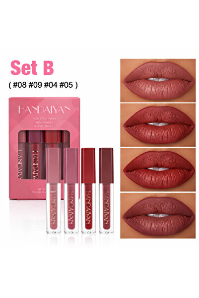 Handaiyan Σετ Ματ Υγρών Κραγιόν, 4 Χρώματα – Ανθεκτικά, Υψηλής Χρωματικής Από...