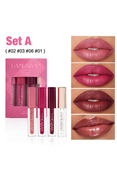 Handaiyan Σετ Ματ Υγρών Κραγιόν, 4 Χρώματα – Ανθεκτικά, Υψηλής Χρωματικής Από...