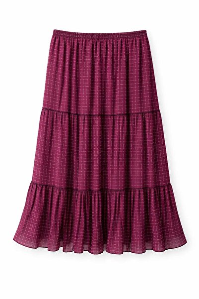 Nihomall20 Γυναικεία μακριά φούστα από σιφόν ''JULİDE'' με 3 στρώσεις, ελαστι...