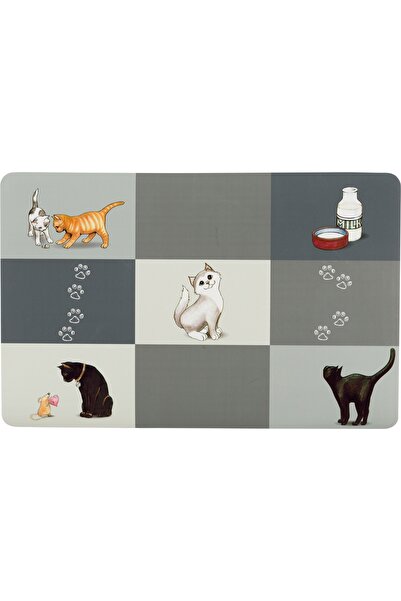 Trixie Servet Patchwork Cat Pentru Castron, Pisici, Plastic 44 x 28cm, Gri, 2...