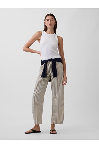 GAP Kadın Bej Mid Rise Easy Barrel Khaki Pantolon