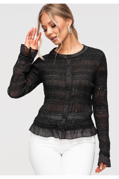 OMBRE Γυναικείο Μπλούζα Εφαρμοστή OW-TS-E0037 Μαύρο