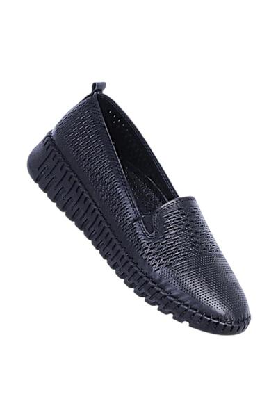 Ayakcenter Nehir 990 Μαύρα γυναικεία παπούτσια μπαλαρίνας από γνήσιο δέρμα