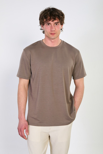 BARRELS AND OIL Ανδρικό T-Shirt με λαιμόκοψη ποδηλάτου - Ανοιχτό καφέ