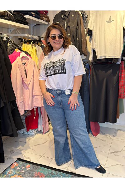 Store Büyük Beden İspanyol Paça Kot Pantolon