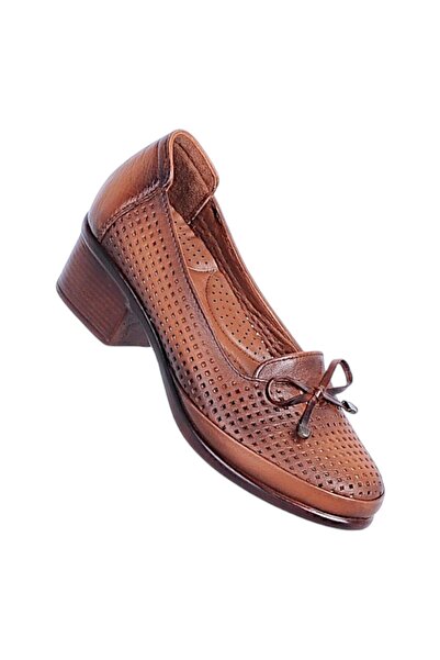 Ayakcenter Γυναικεία παπούτσια με τακούνι 6 εκ. από γνήσιο δέρμα Ossa 5810 Tan