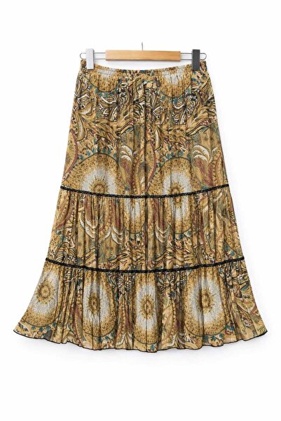 Nihomall20 Γυναικεία μακριά φούστα από σιφόν ''JULİDE'' με 3 στρώσεις, ελαστι...