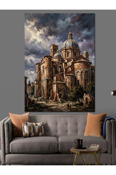 Artmeg Arhitectură a castelului vechi în interiorul norilor - Pânză decorativ...