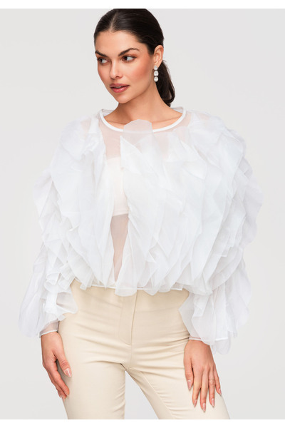 OMBRE Γυναικείο Μπλούζα Μοντέρνα Βαμβακερή OW-TS-E0039 Λευκό