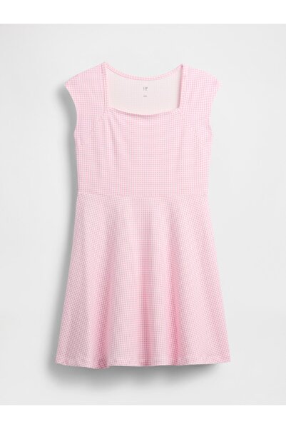 GAP Kız Çocuk Pembe Jersey Kare Yaka Elbise