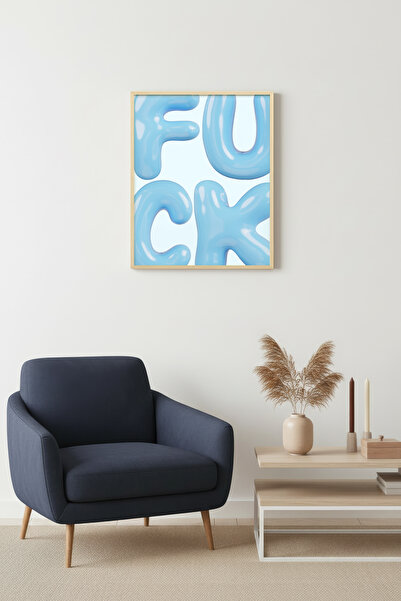 huhuli Ρετρό πίνακας με φυσικό ξύλινο πλαίσιο - Ποπ Αρτ με την επιγραφή FUCK ...