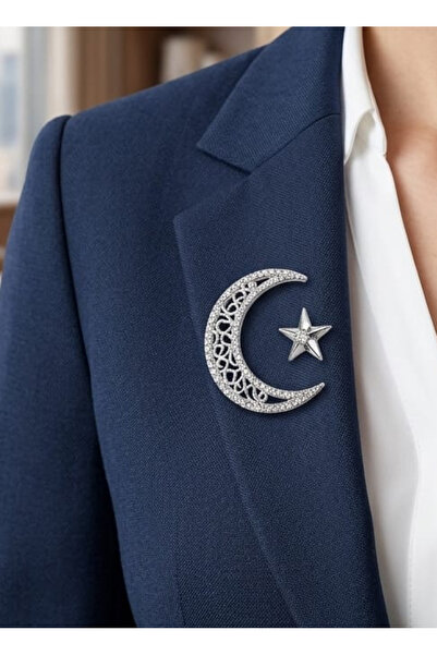 ONSUN Ayyıldız Taşlı Broş