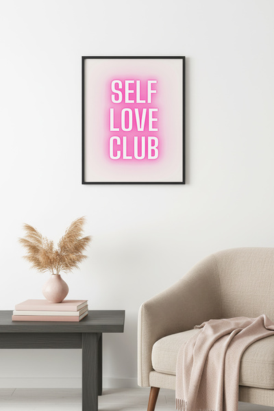 huhuli Πίνακας Ποπ Αρτ με φυσικό ξύλινο πλαίσιο - Σχέδιο γραφής με νέον λέξης...