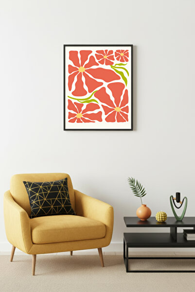 huhuli Ρετρό ζωγραφική με φυσικό ξύλινο πλαίσιο - Μοτίβο λουλουδιών Boho |   ...