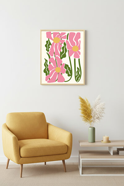 huhuli Επιτραπέζια ζωγραφιά με ρετρό σχέδιο λουλουδιών με φυσικό ξύλινο πλαίσ...