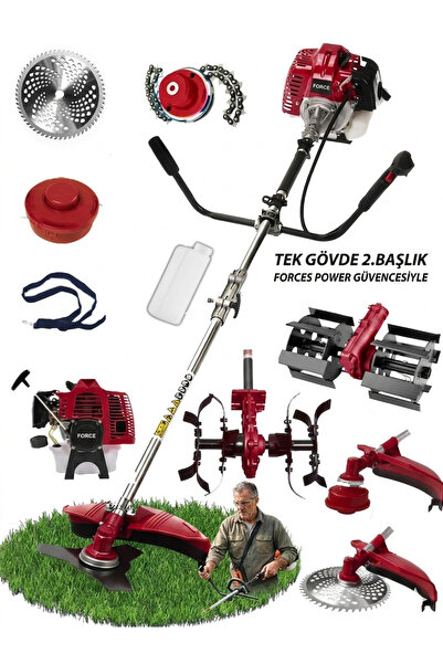 forces power Alman Yan Tipi Benzinli Turbo Motor Ot Çalı Çim Biçme Makinesi C...
