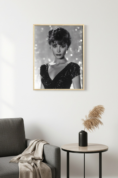 huhuli Κλασικός πίνακας με μοτίβο πορτρέτου με φυσικό ξύλινο πλαίσιο - Κινημα...