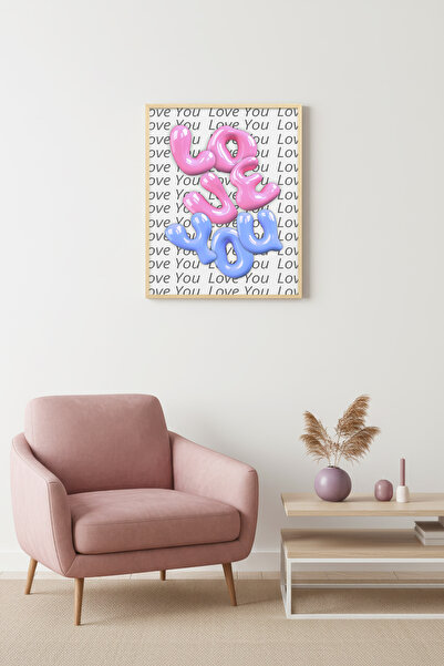 huhuli Ρετρό πίνακας με φυσικό ξύλινο πλαίσιο - Ροζ μπλε μοτίβο με φυσαλίδες ...