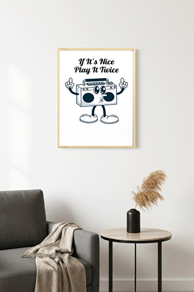 huhuli Ρετρό Στερεοφωνικό Πίνακας Μουσικής με Φυσικό Ξύλινο Πλαίσιο - Μοτίβο ...