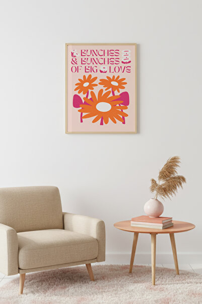 huhuli Tablou retro floral cu ramă din lemn natural - Decor de perete Boho Lo...