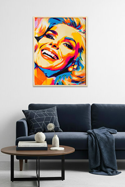 huhuli Πίνακας Πορτρέτου Pop Art με Φυσικό Ξύλινο Πλαίσιο - Ζωντανοί Τόνοι | ...