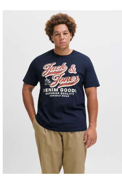 Jack & Jones Tricou cu imprimeu pentru bărbați, mărime mare, cu guler rotund,...
