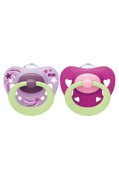 Nuk Signature Night Πιπίλα Σιλικόνης 0-6 μηνών M1 Μωβ, Σετ 2 τεμαχίων