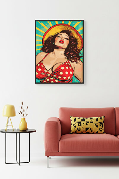 huhuli Επιτραπέζια ζωγραφική με σχέδιο Pop Art με φυσικό ξύλινο πλαίσιο - Ρετ...