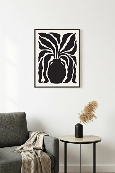 huhuli Ρετρό πίνακας με φυσικό ξύλινο πλαίσιο - Αφηρημένο σχέδιο με τροπικά φ...