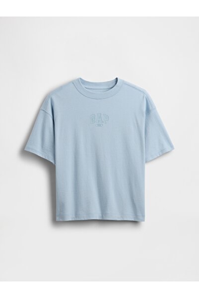GAP Erkek Çocuk Açık Mavi Oversized 1969 Logo T-Shirt