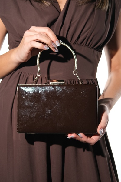 LuviShoes IVAN Καφέ Γυναικεία Βραδινή Τσάντα για Φόρεμα