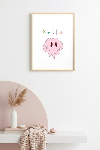 huhuli Ρετρό πίνακας με χαμογελαστό σχέδιο με φυσικό ξύλινο πλαίσιο - Διασκεδ...