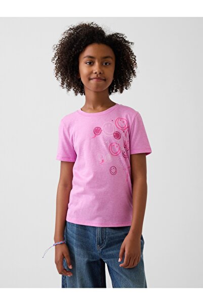 GAP Kız Çocuk Pembe Relaxed Grafik Baskılı T-Shirt