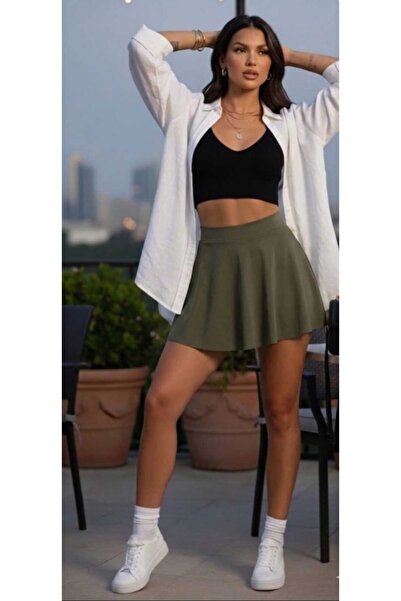 ZUM Σορτς φούστα Χακί Γυναικεία Πολυαμίδια Μίνι μαγιό πάνω από το γόνατο Στυλ...