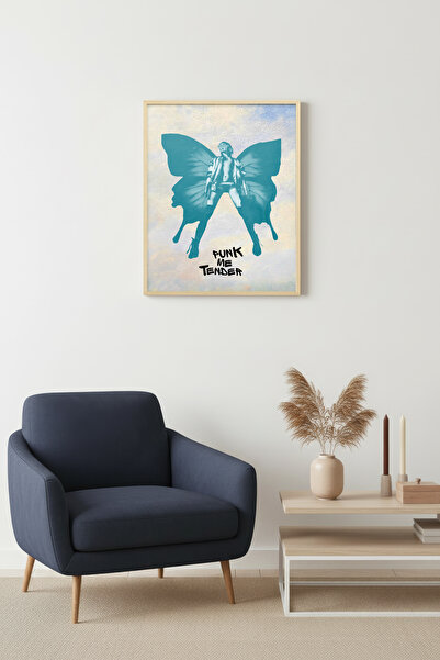 huhuli Επιτραπέζια ζωγραφική με ρετρό ποπ αρτ πεταλούδα σε φυσικό ξύλινο πλαί...