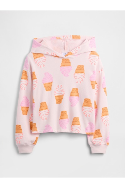 GAP Kız Çocuk Açık Pembe Kids Relaxed Fransız Havlu Kumaş Sweatshirt
