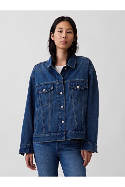 GAP Kadın Mavi Oversized Icon Denim Ceket
