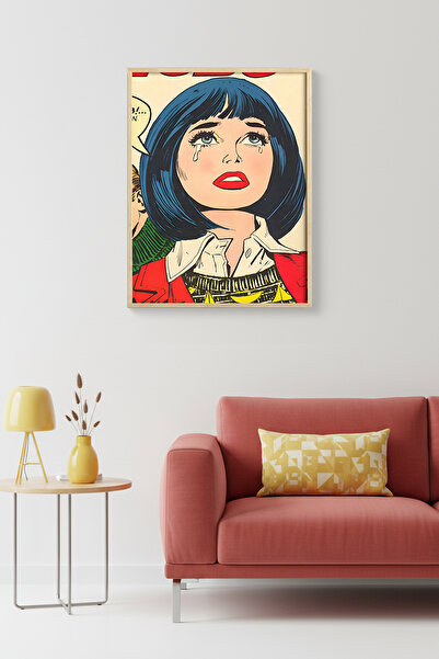 huhuli Πίνακας με μοτίβο πορτρέτου σε στυλ Ποπ Αρτ με φυσικό ξύλινο πλαίσιο -...