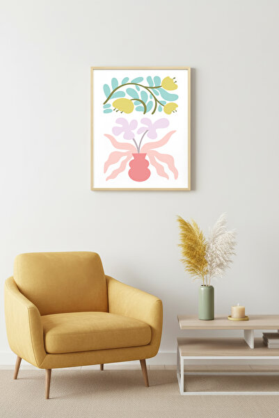 huhuli Ρετρό ζωγραφική με λουλούδια με φυσικό ξύλινο πλαίσιο - Παστέλ βοτανικ...